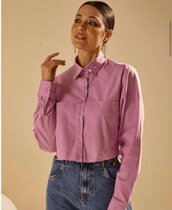 CAMISA FEMININA CROPPED LILAS